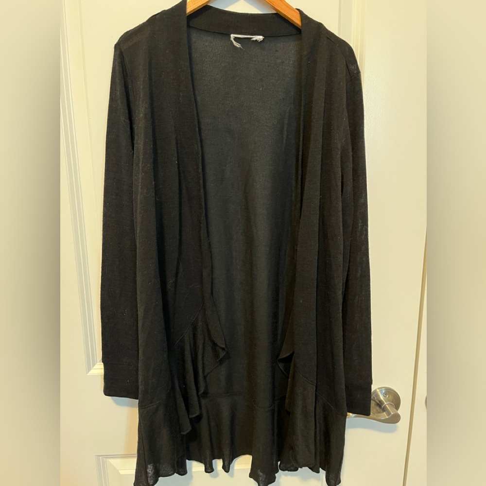 Black lightweight open front cardigan